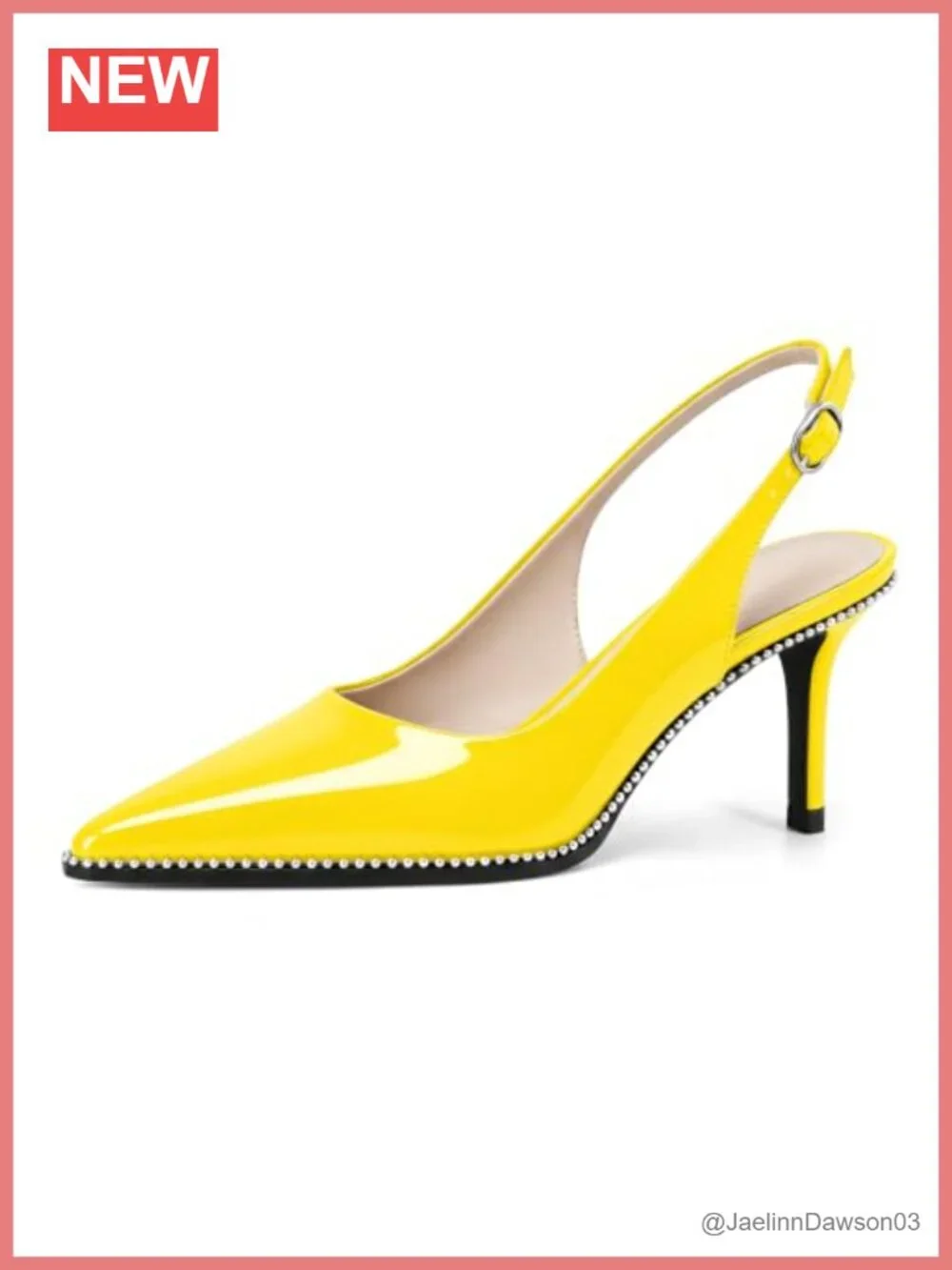Beaded Slingback Heels for Women Pointed Toe Kitten Heels Dressy Party Pumps